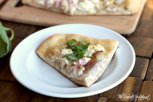 White pizza with pork belly