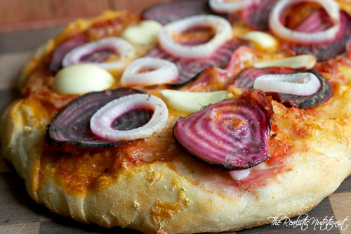 candy striped beet pizza