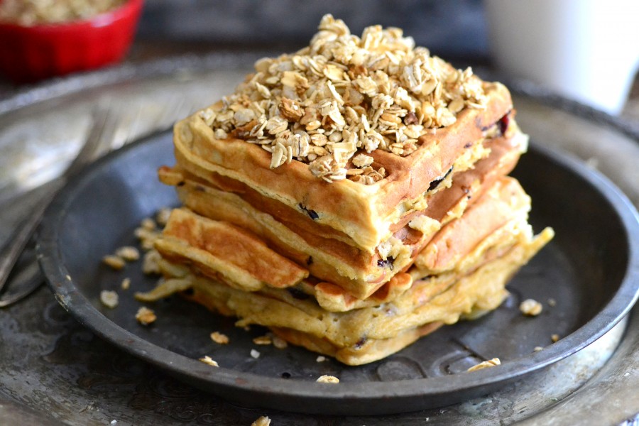 Apple & Cranberry Whole Grain Granola Waffles The Realistic Nutritionist