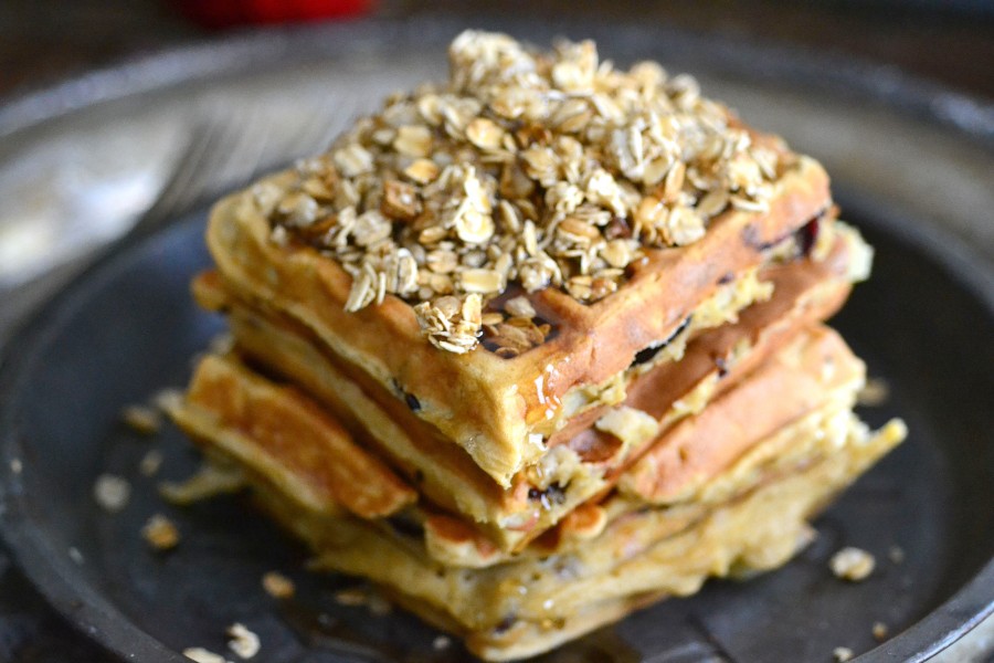 Apple & Cranberry Whole Grain Granola Waffles The Realistic Nutritionist