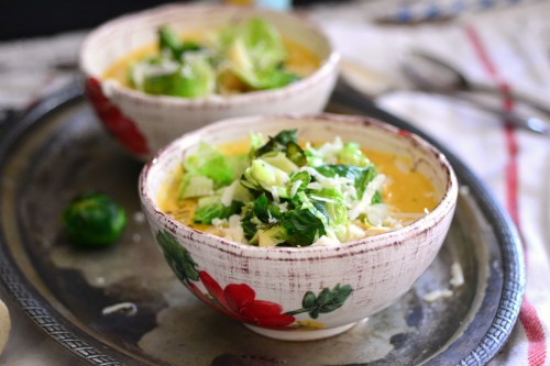 craemy beer soup with brussel sprouts