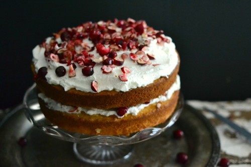 White cake with cranberries