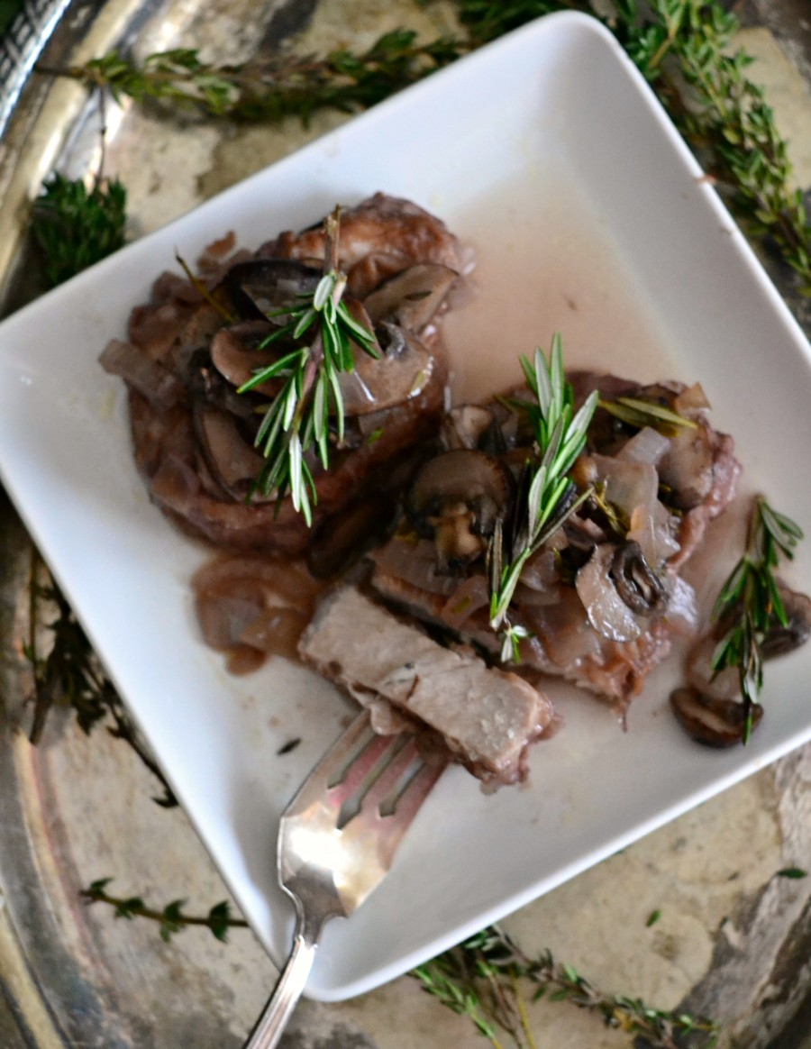 Red Wine Braised Pork Chops with Mushrooms The Realistic Nutritionist